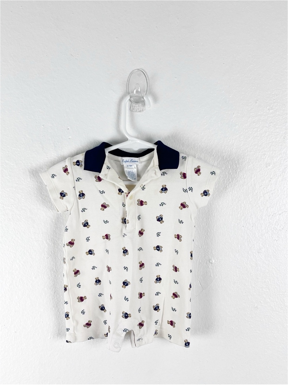 RALPH LAUREN 100% Cotton Polar Bear Logo Snap Button Closure Jumper 6-9 Months